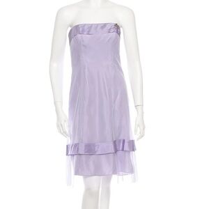 Vera Wang Strapless Lavender Tulle Dress Embellished Size 12 Formal